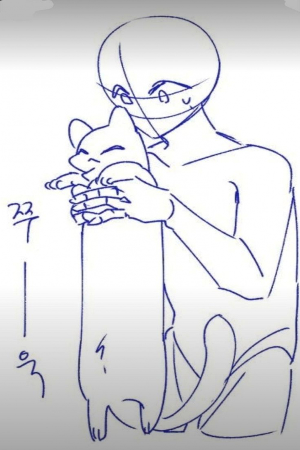 Pose with cat  Anime poses reference, Drawing body poses, Drawing