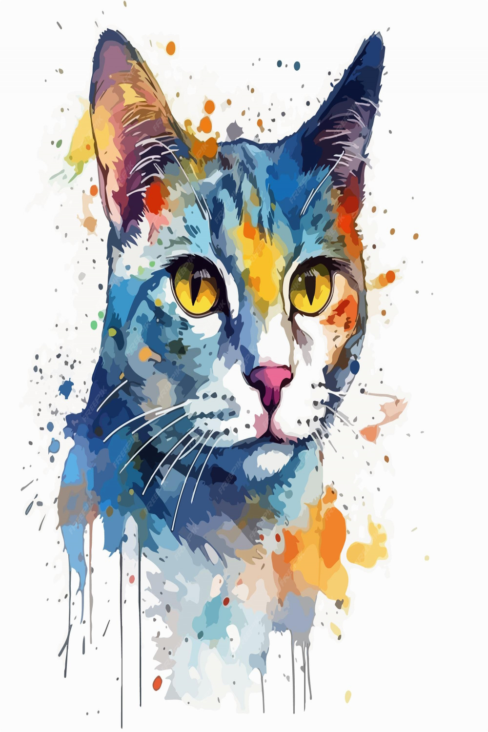 Premium Vector  A blue tabby cat with yellow eyes and a blue nose.