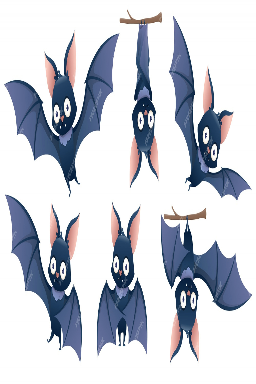 Premium Vector  Collection of cartoon halloween bat hanging