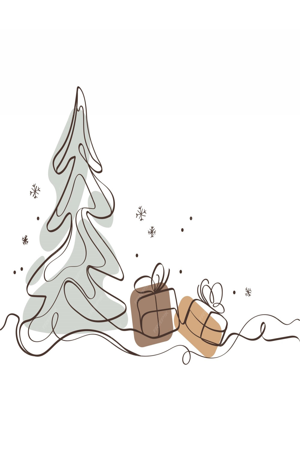 Premium Vector  Continuous line christmas tree with gifts minimal