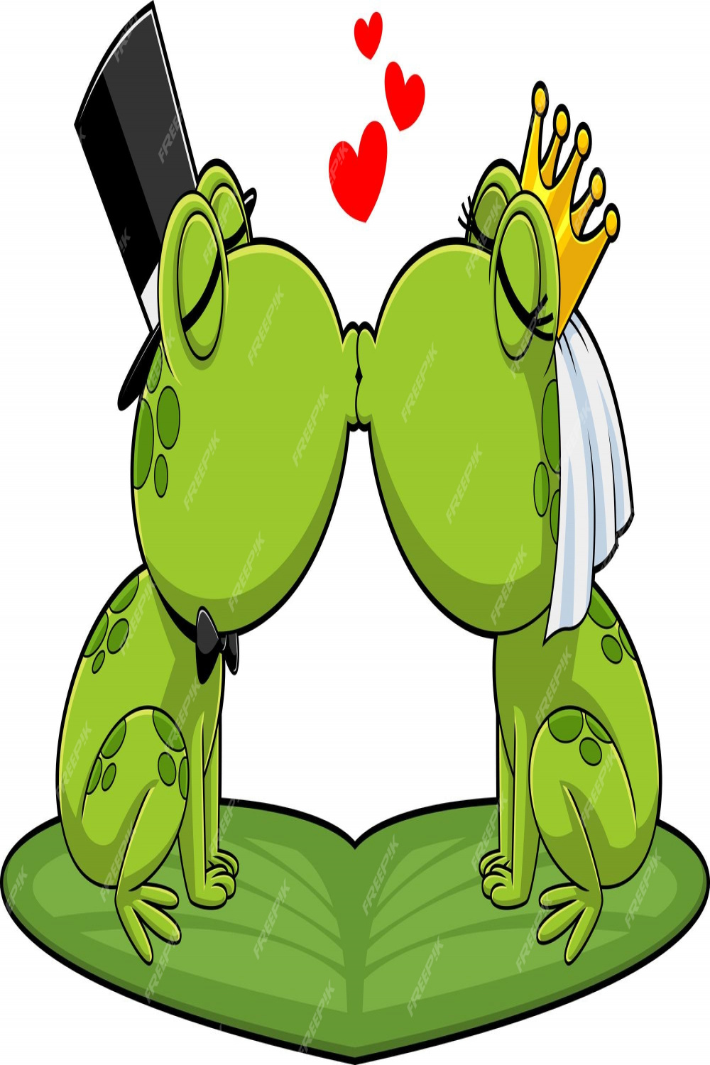 Premium Vector  Cute frogs cartoon characters newlyweds kissing