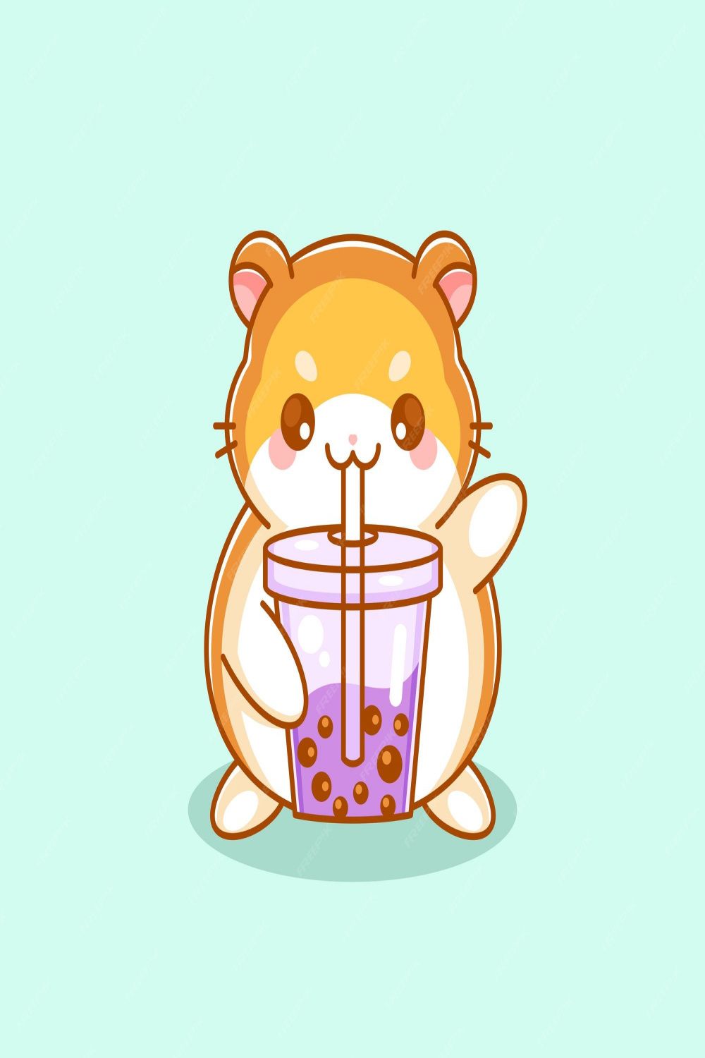 Premium Vector  Cute hamster drinking bubble tea cartoon