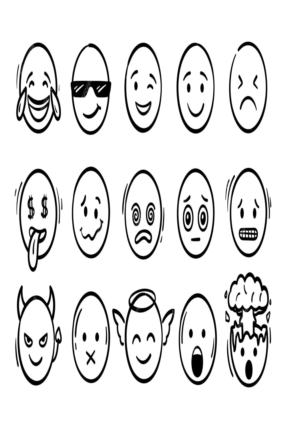 Premium Vector  Doodle emoji face icon set hand drawing funny
