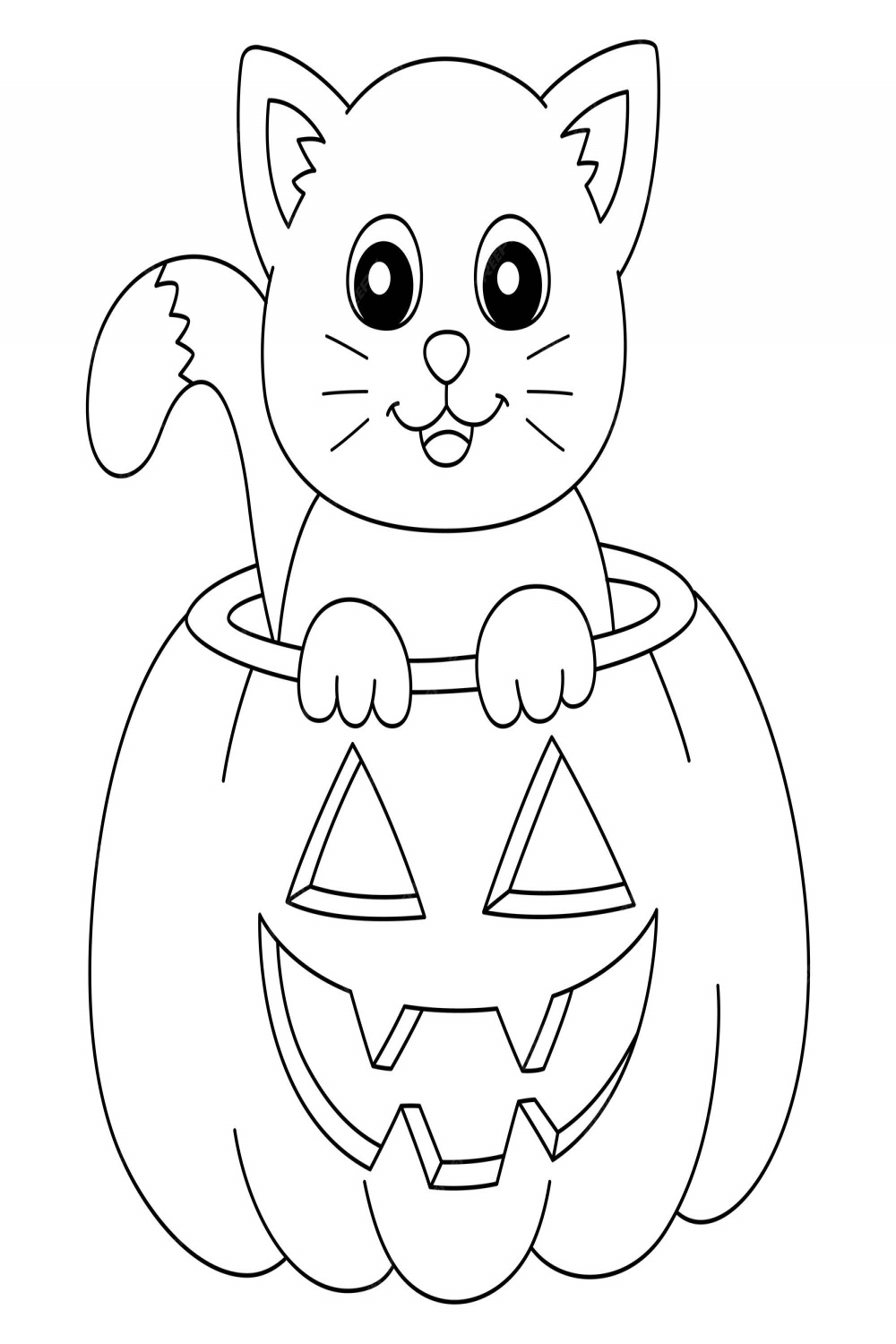 Premium Vector  Pumpkin cat halloween coloring page isolated