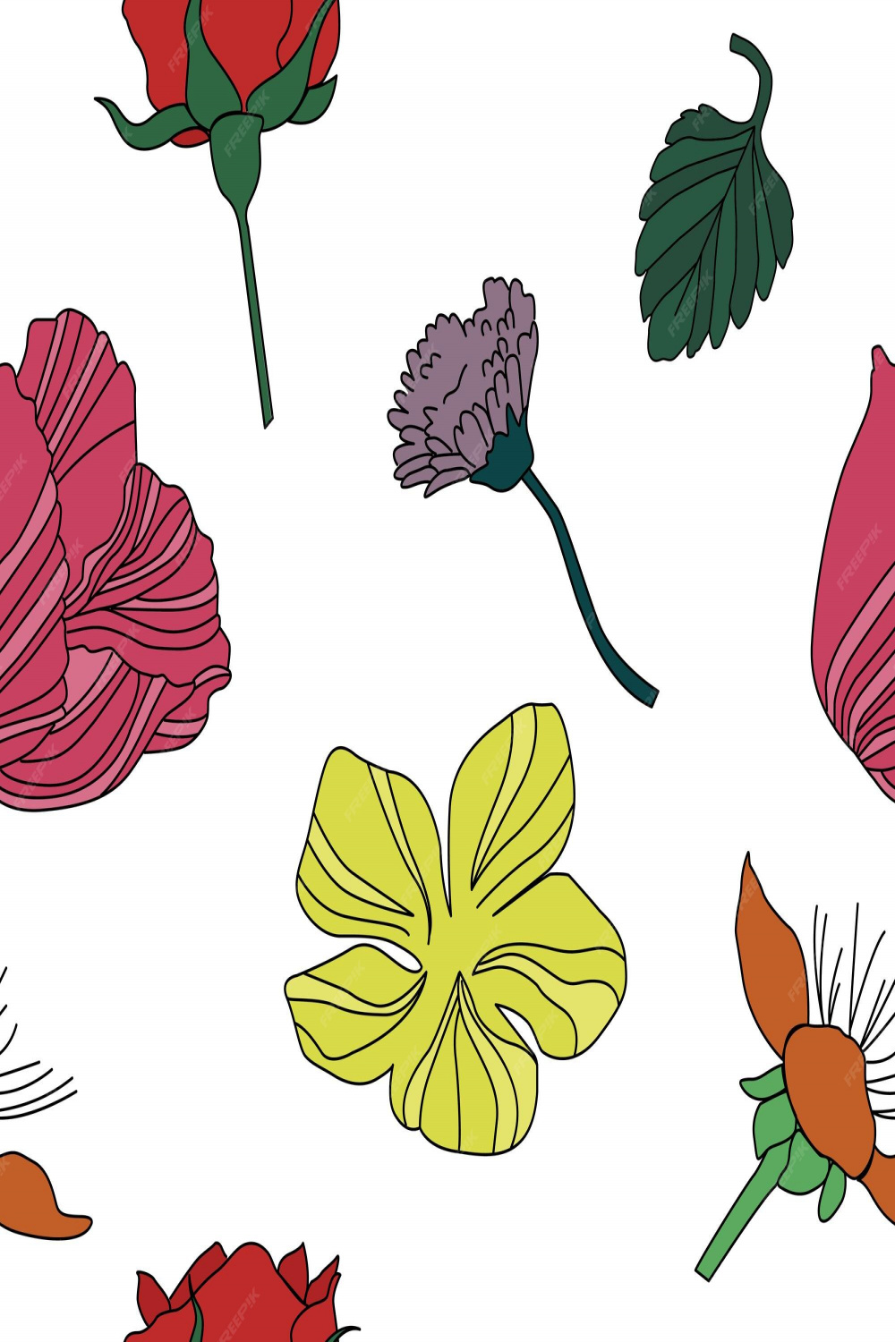 Premium Vector  s vintage wild flower line art colorful vector