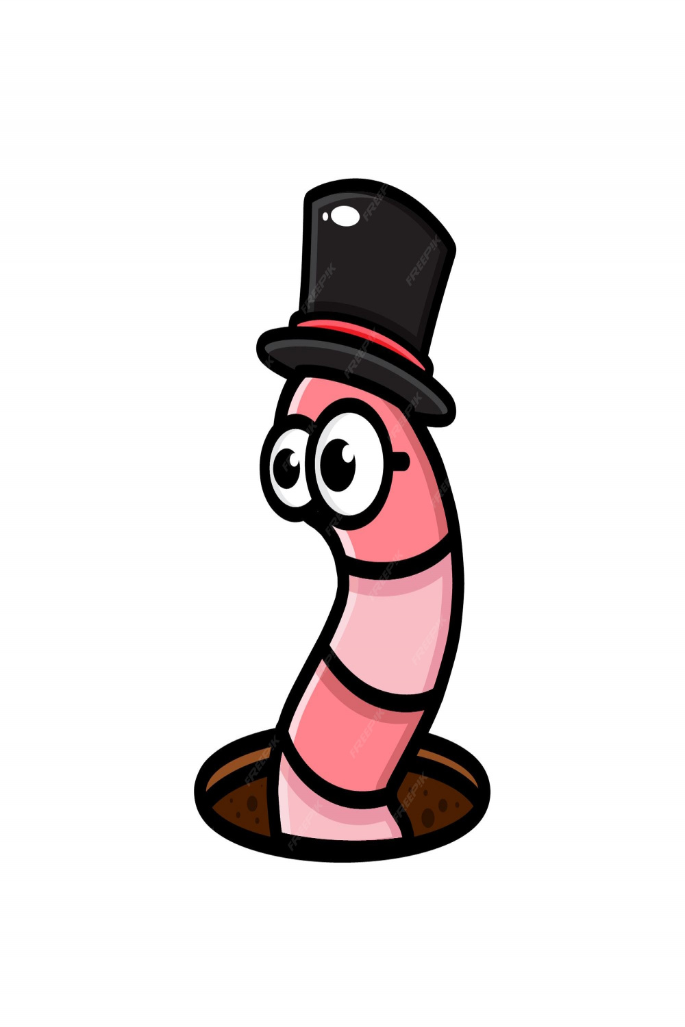 Premium Vector  Worm design with a hat coming out of the hole