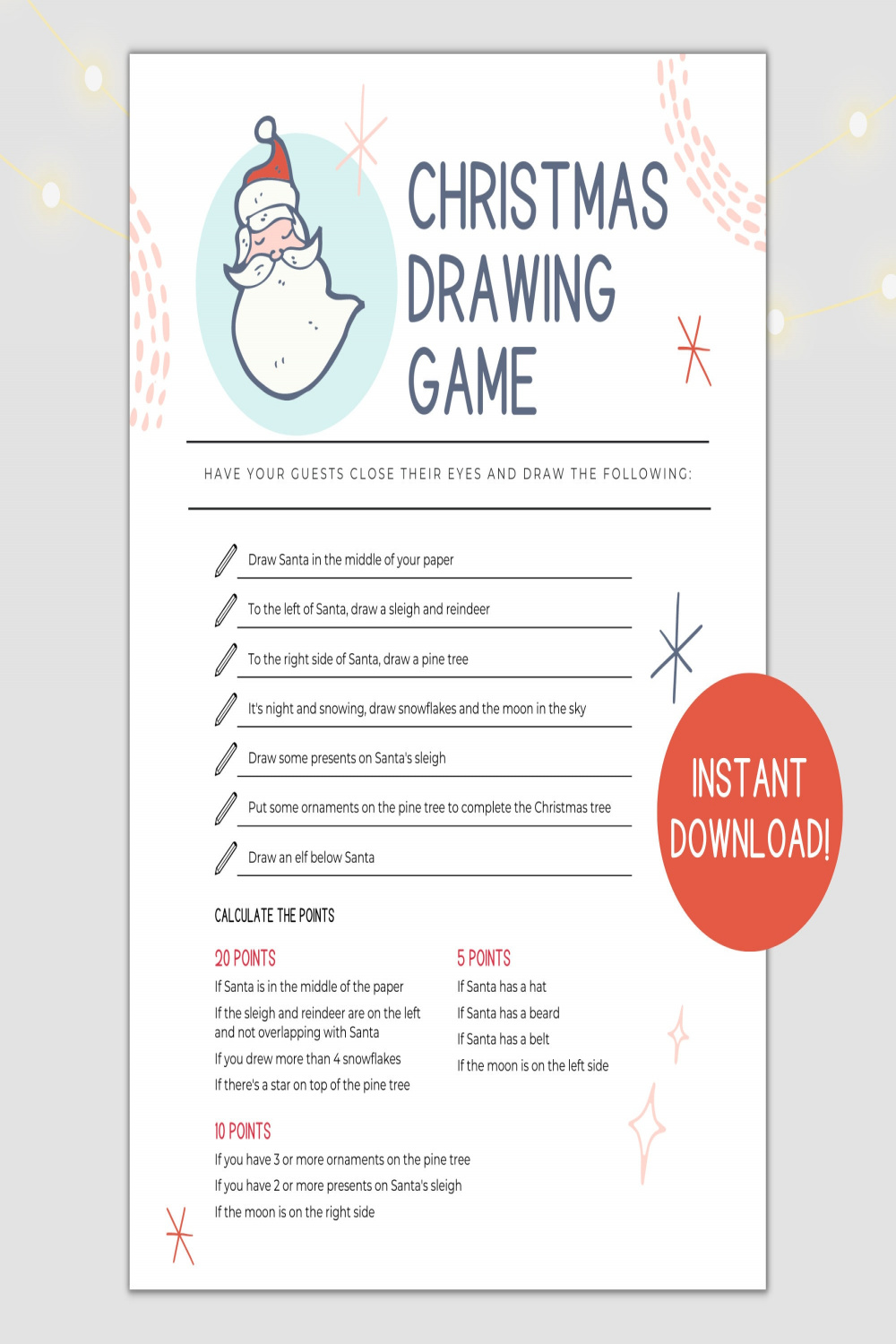 Printable Christmas Drawing Game for Office Holiday Parties or - Etsy