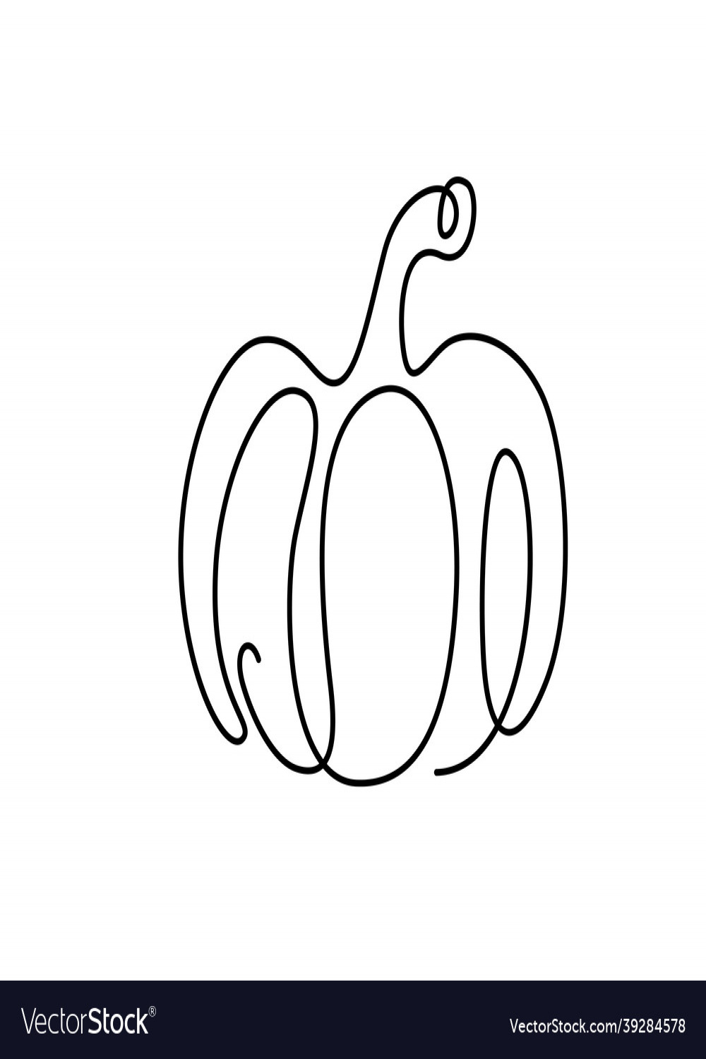 Pumpkin drawing continuous line Royalty Free Vector Image