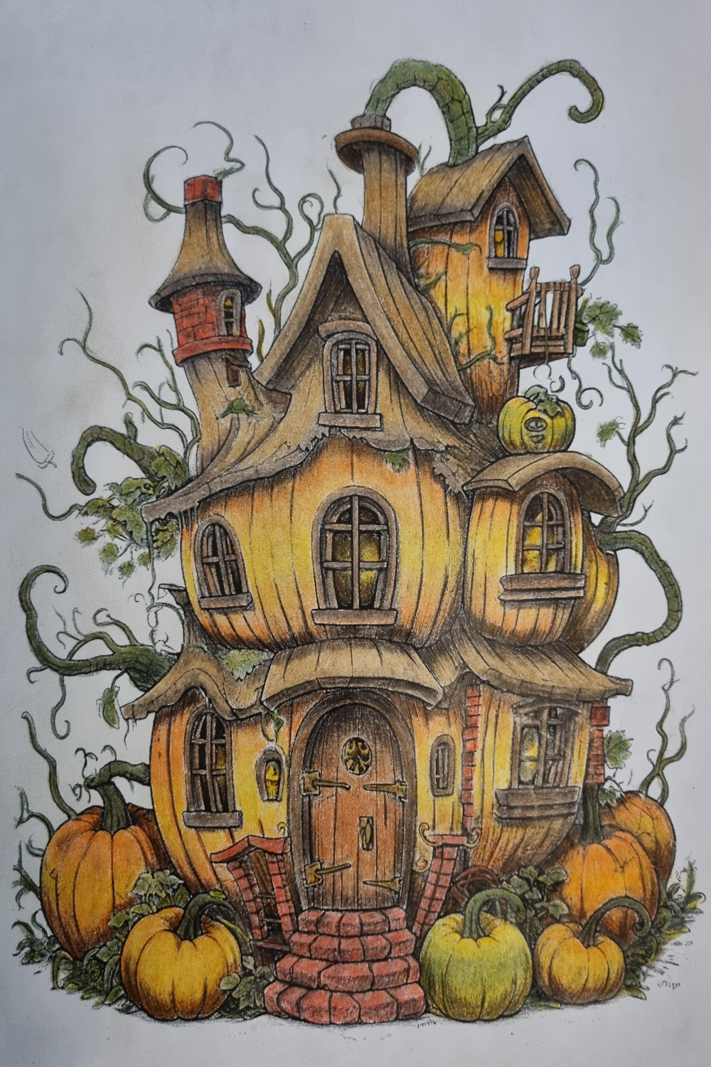 Pumpkin house : r/Coloring