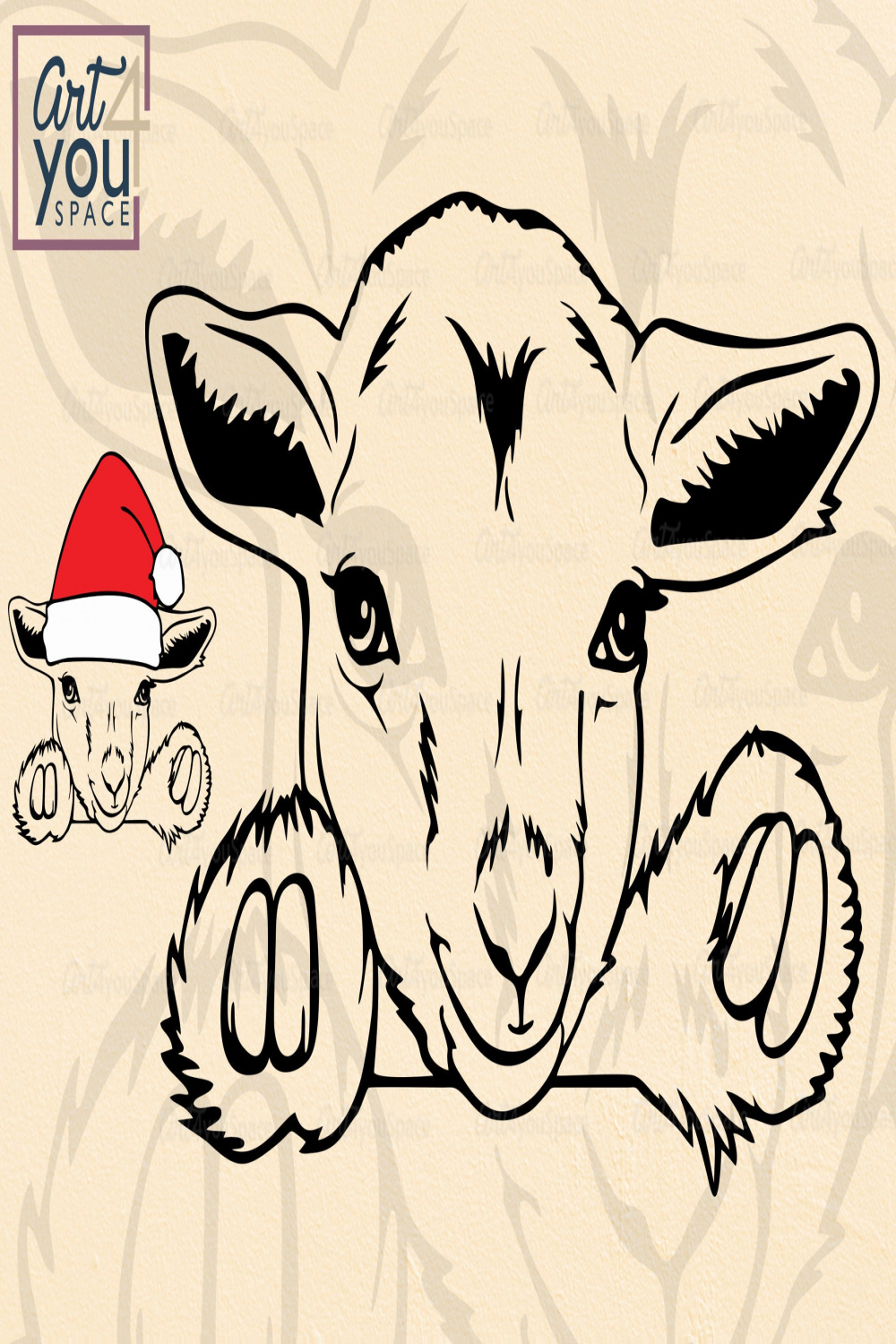 Pygmy Goat Kid Svg Files Cricut, Cute Animal Clipart, Christmas
