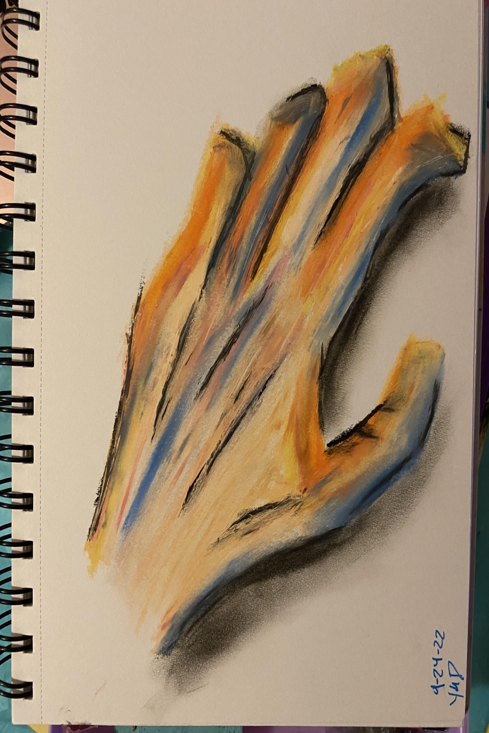 Quick hand study and my first time using oil pastels : r/sketches