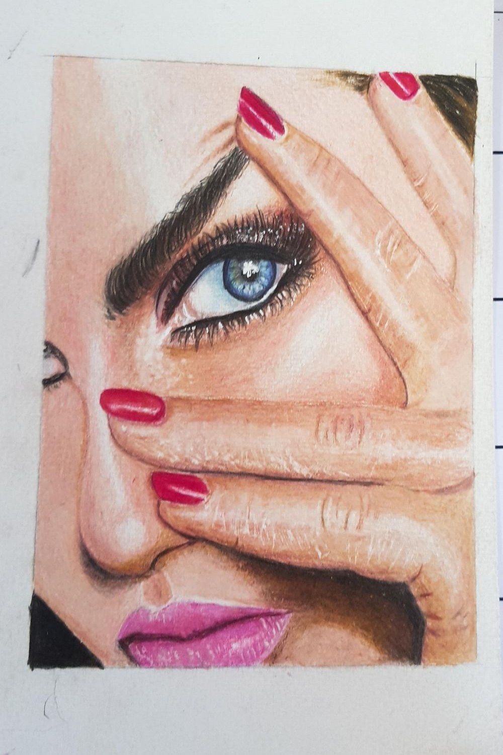Realistic Colored Pencil Drawing: Face Drawing Of Woman  Matin