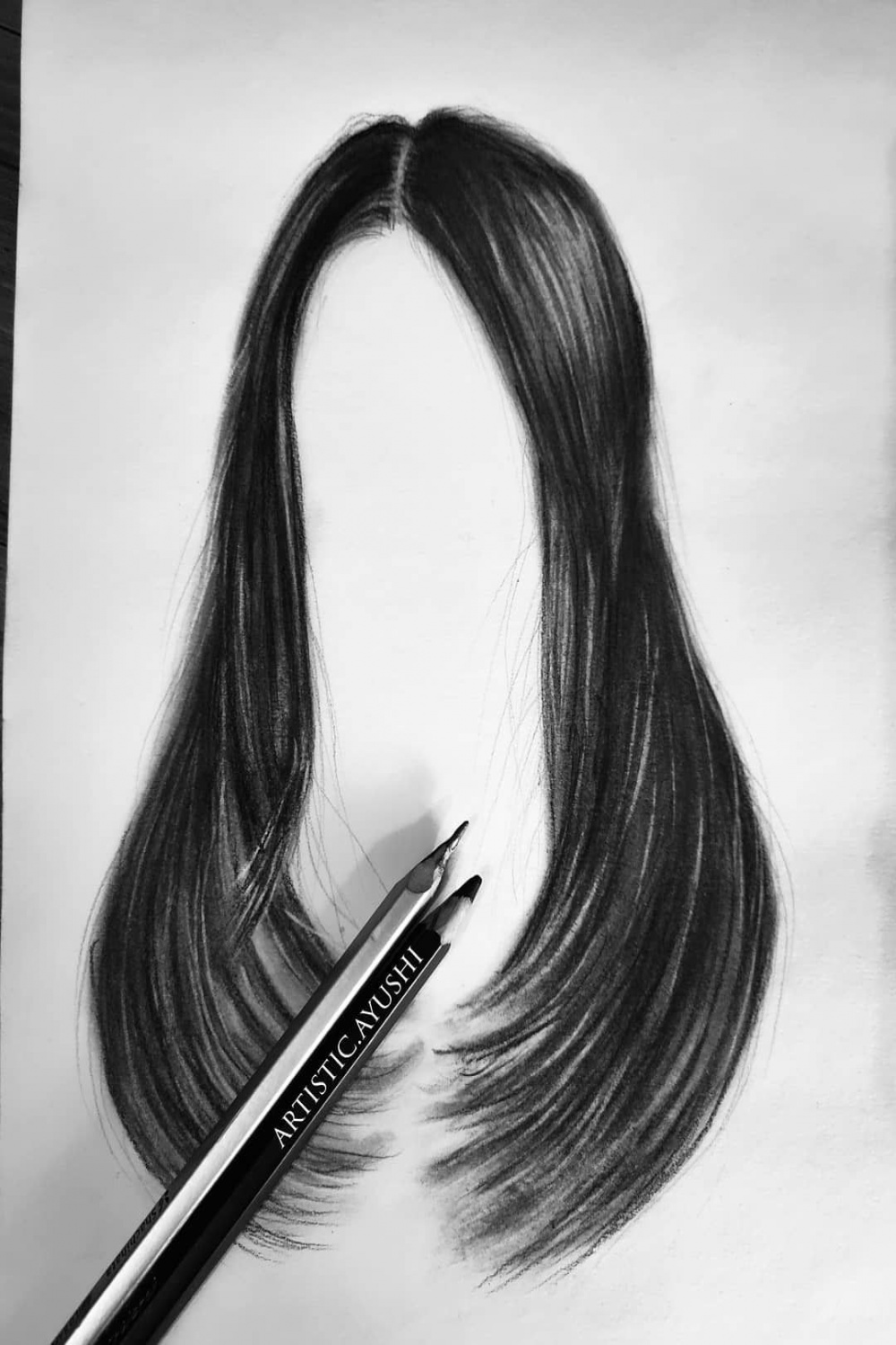 Realistic long straight hairs drawing  Long straight hair