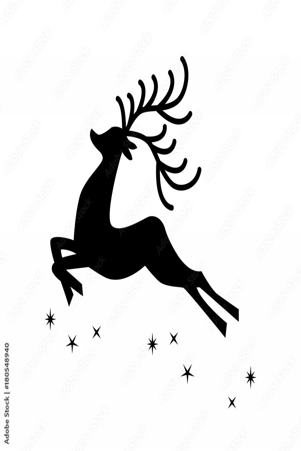 Reindeer. Vector xmas drawing of funny reindeer