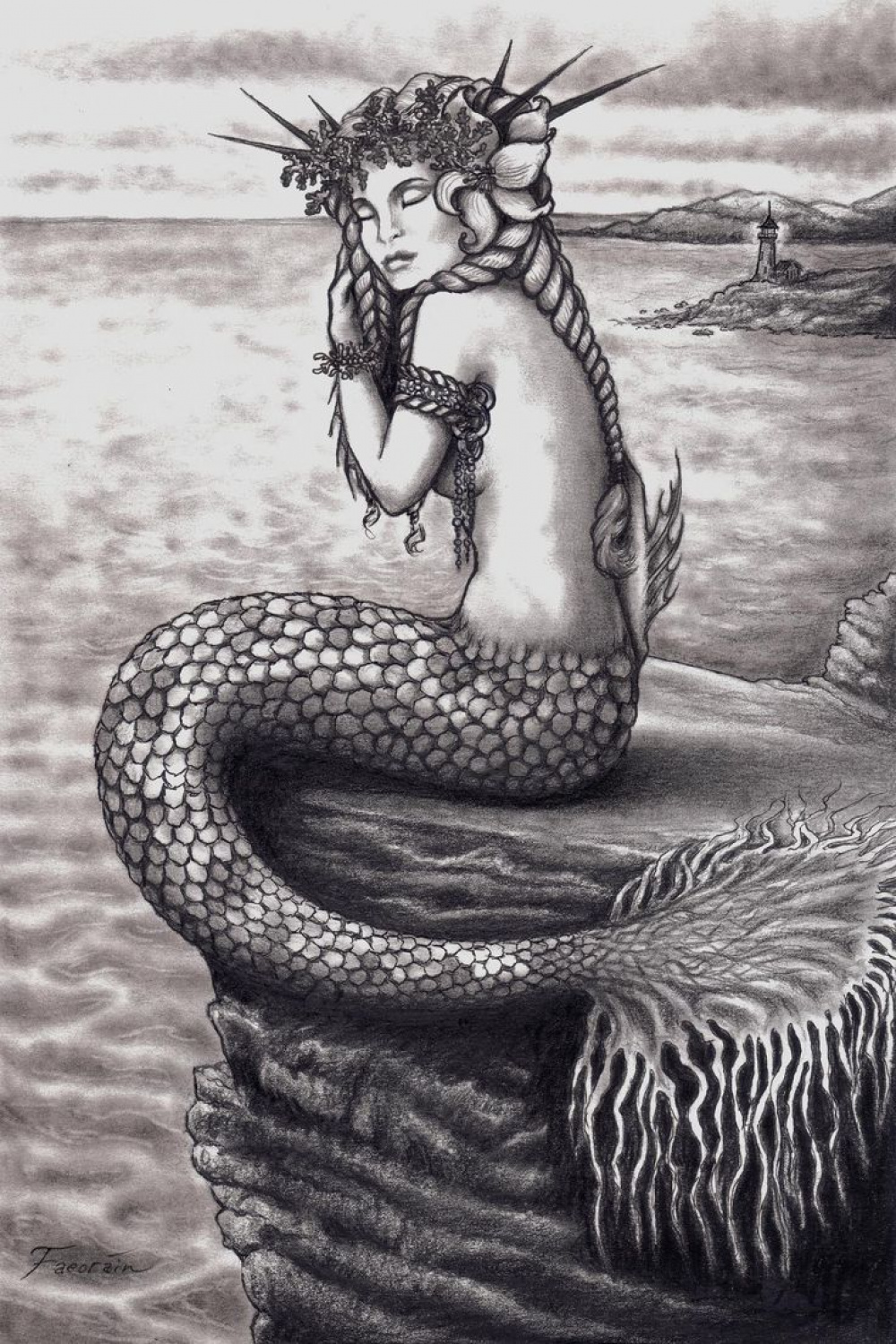 Resting on the Shore, Ink and graphite