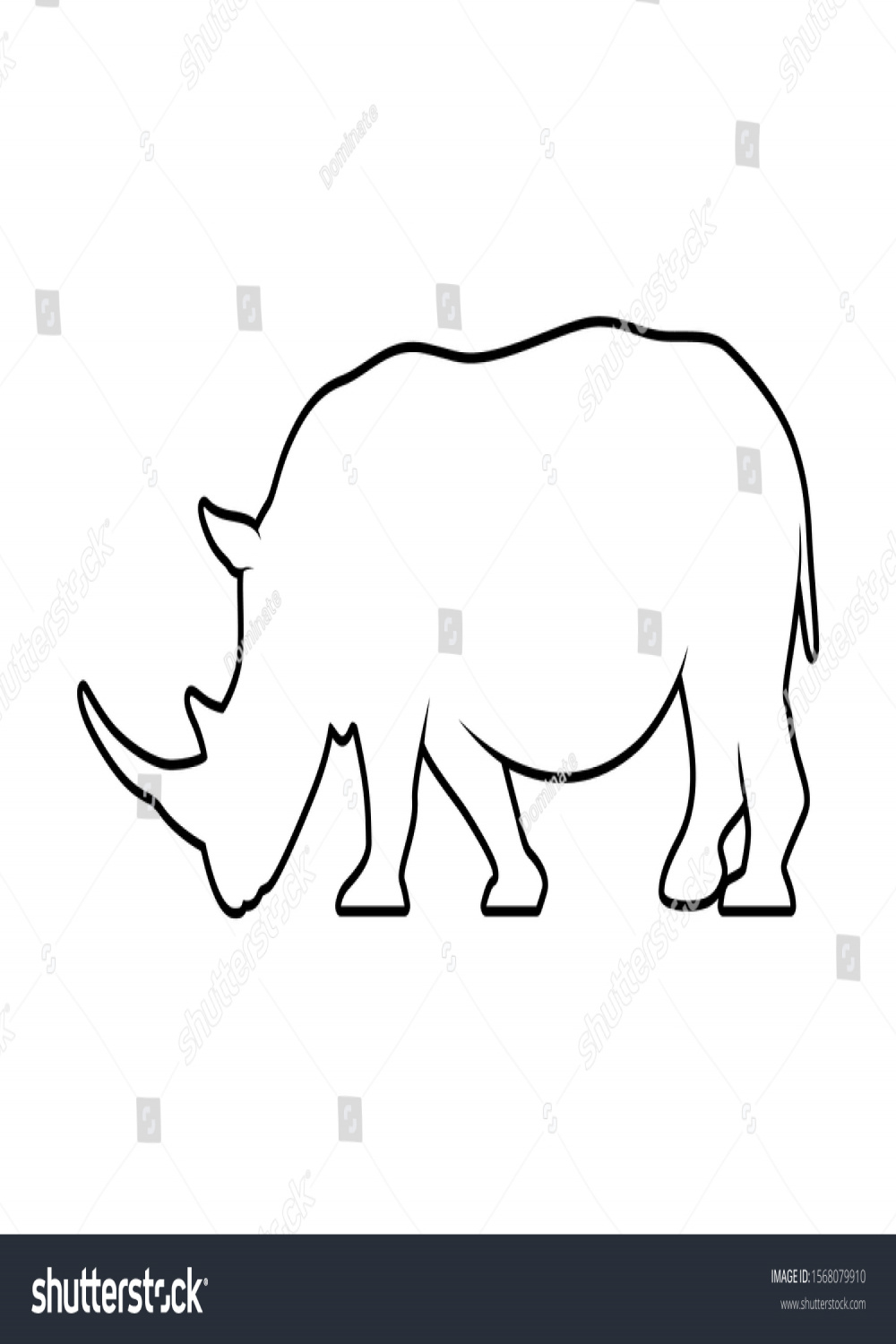 Rhino Outline Silhouette Vector Animal Design Stock Vector