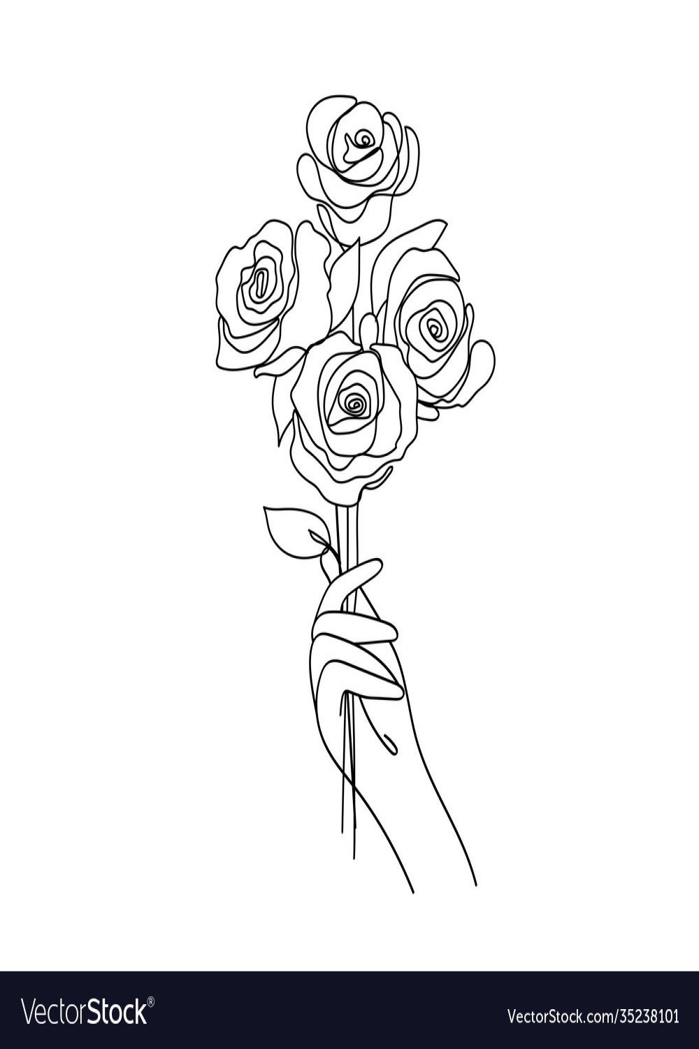 Rose art drawing minimalism style a hand Vector Image