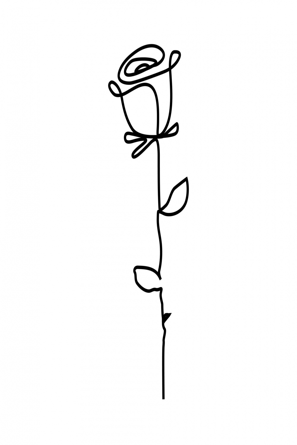 Rose flower icon. Continuous one line drawing