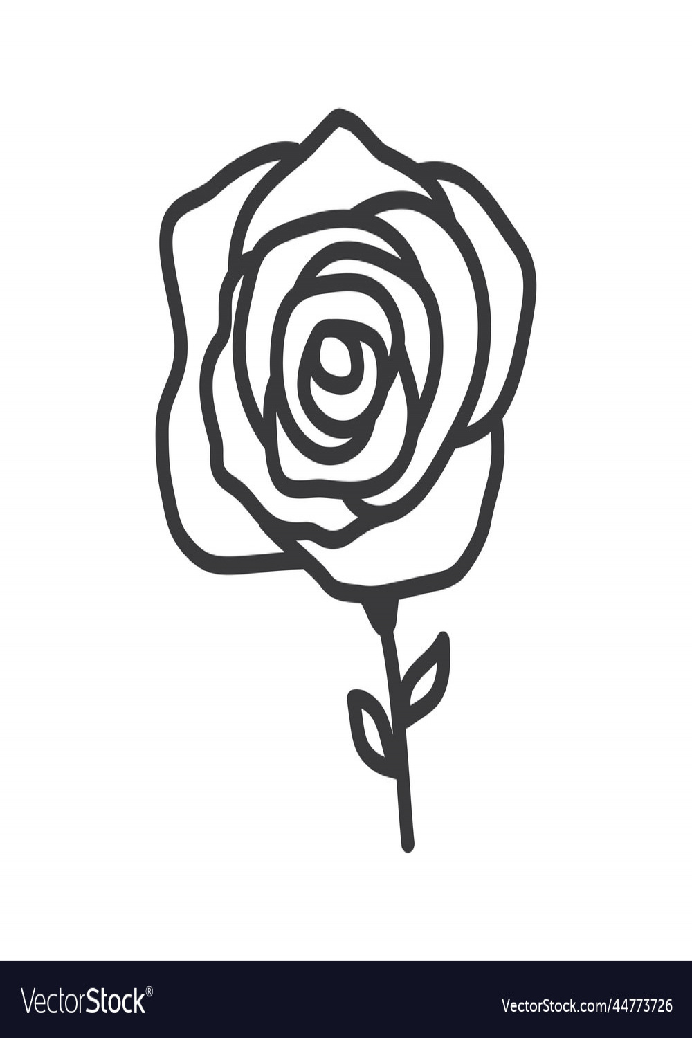 Rose icon isolated flat design Royalty Free Vector Image