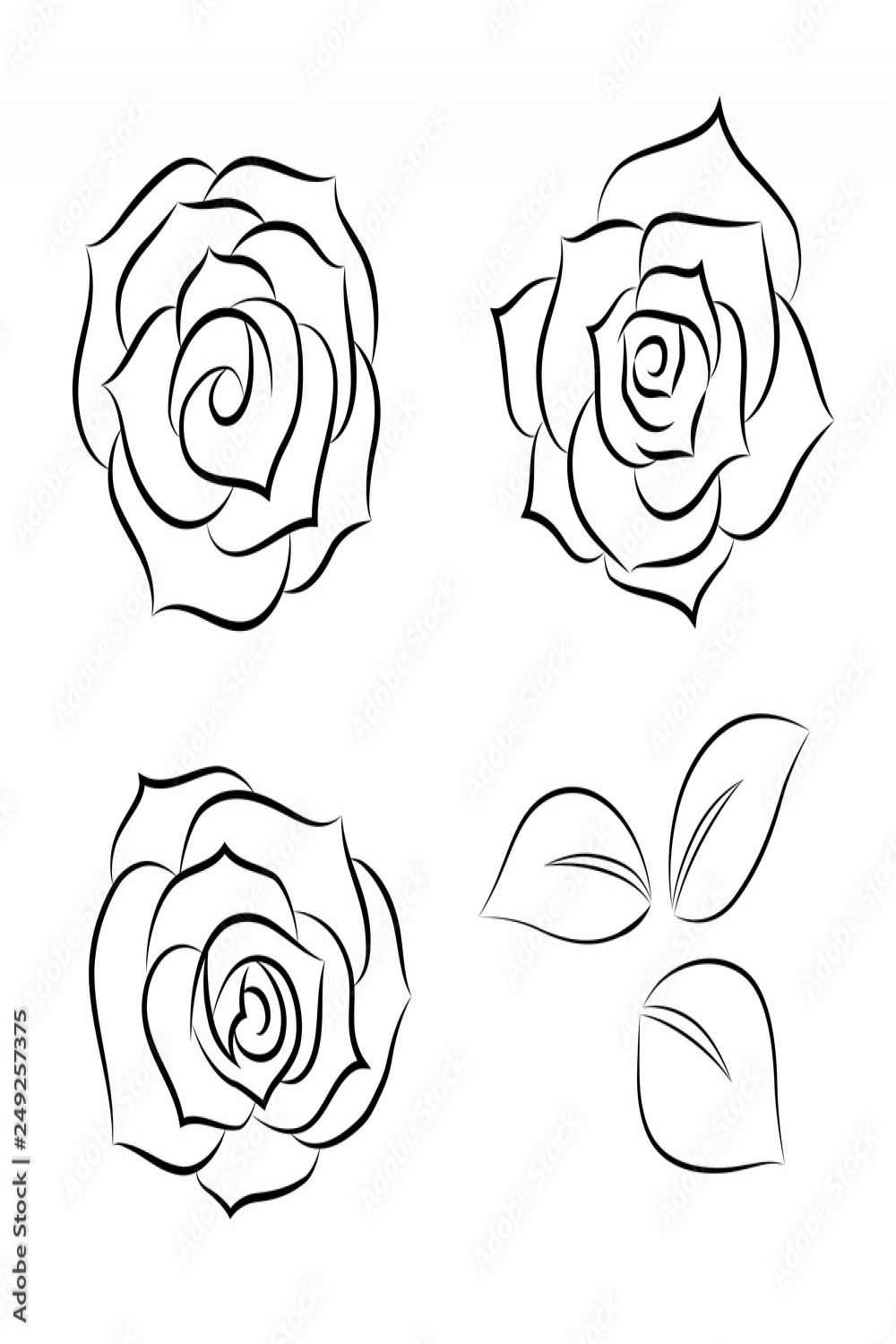 Rose icon set -Line drawing- Stock-Vektorgrafik  Adobe Stock