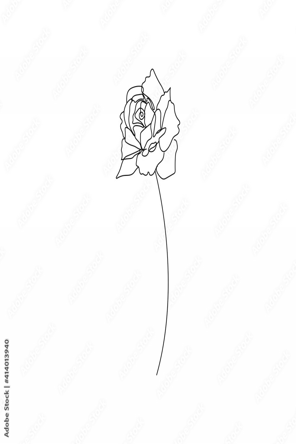 Rose One Line Drawing