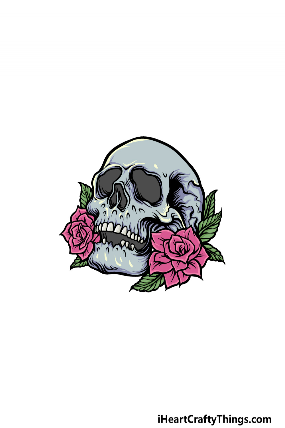 Rose Skull Drawing - How To Draw A Rose Skull Step By Step