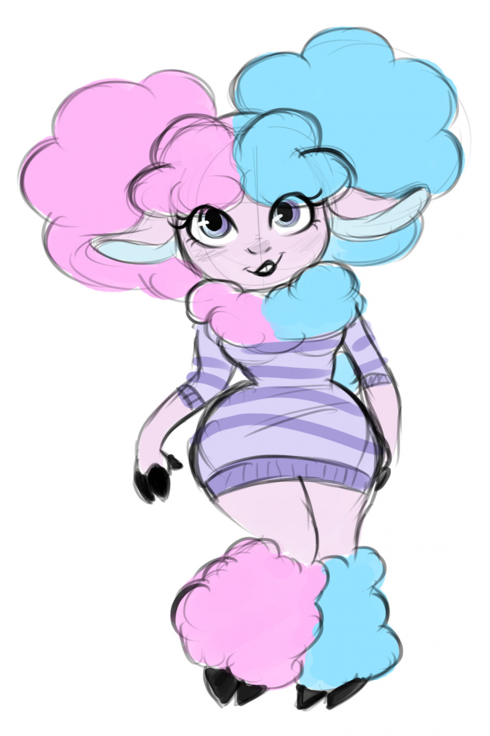 Sadface art — I wanted to draw a cotton candy sheep girl.