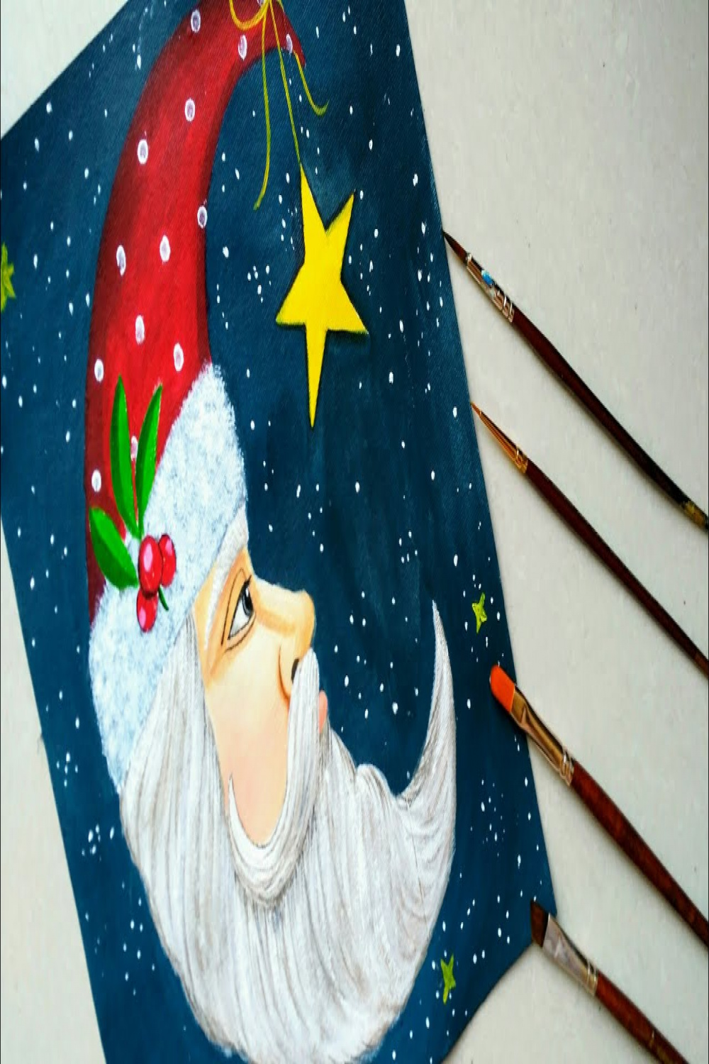 Santa Claus Christmas Drawing  Moon Santa claus  Christmas Painting   Acrylic Painting for begi