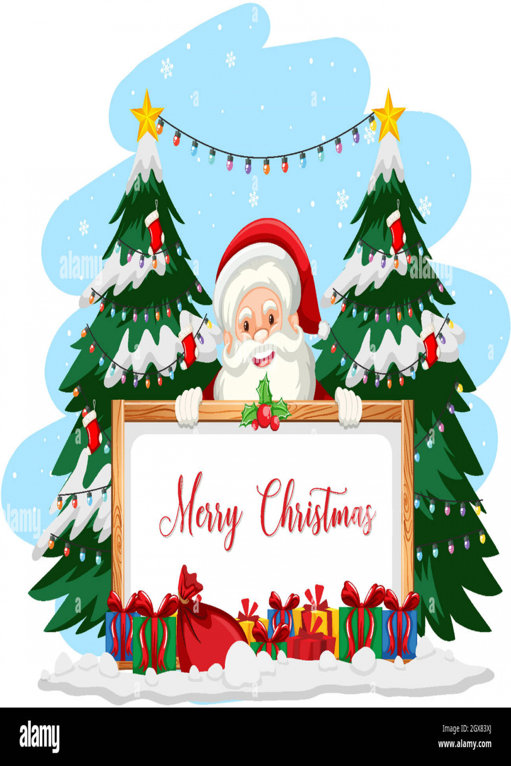 Santa Claus with Merry Christmas sign Stock Vector Image & Art - Alamy