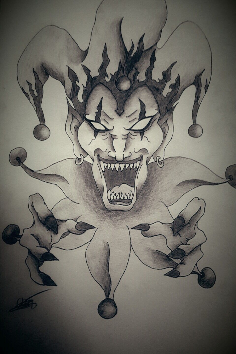 Scary Joker drawing   Joker drawings, Scary clown drawing