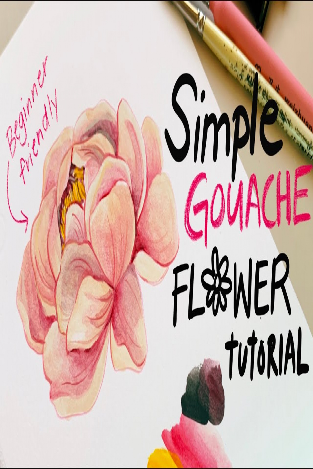 Simple Gouache Flower Tutorial