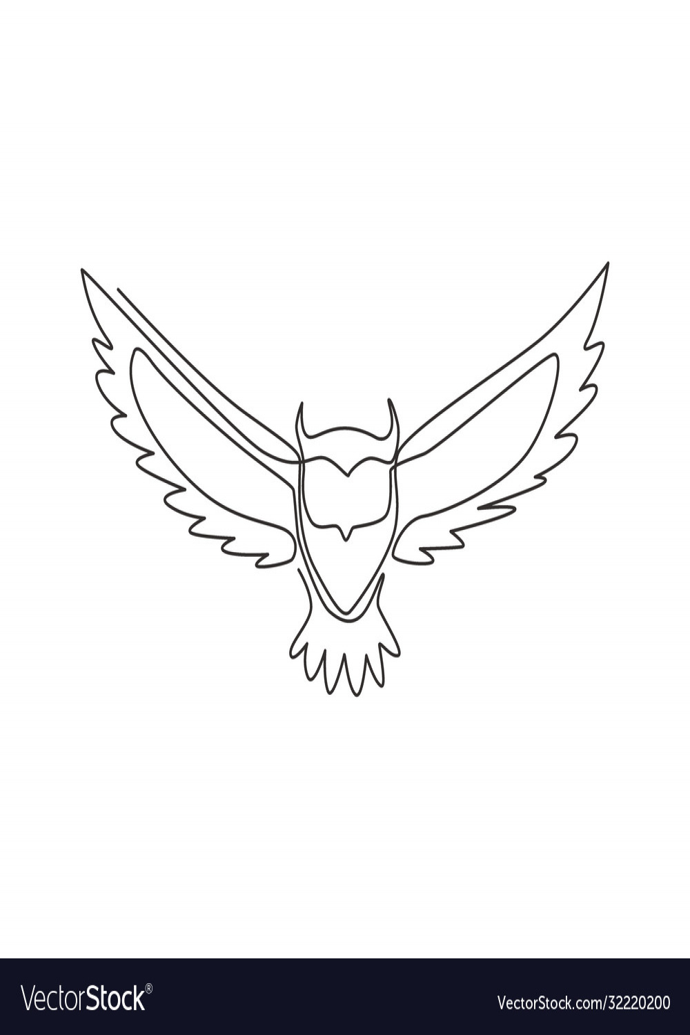 Single continuous line drawing luxury owl bird Vector Image