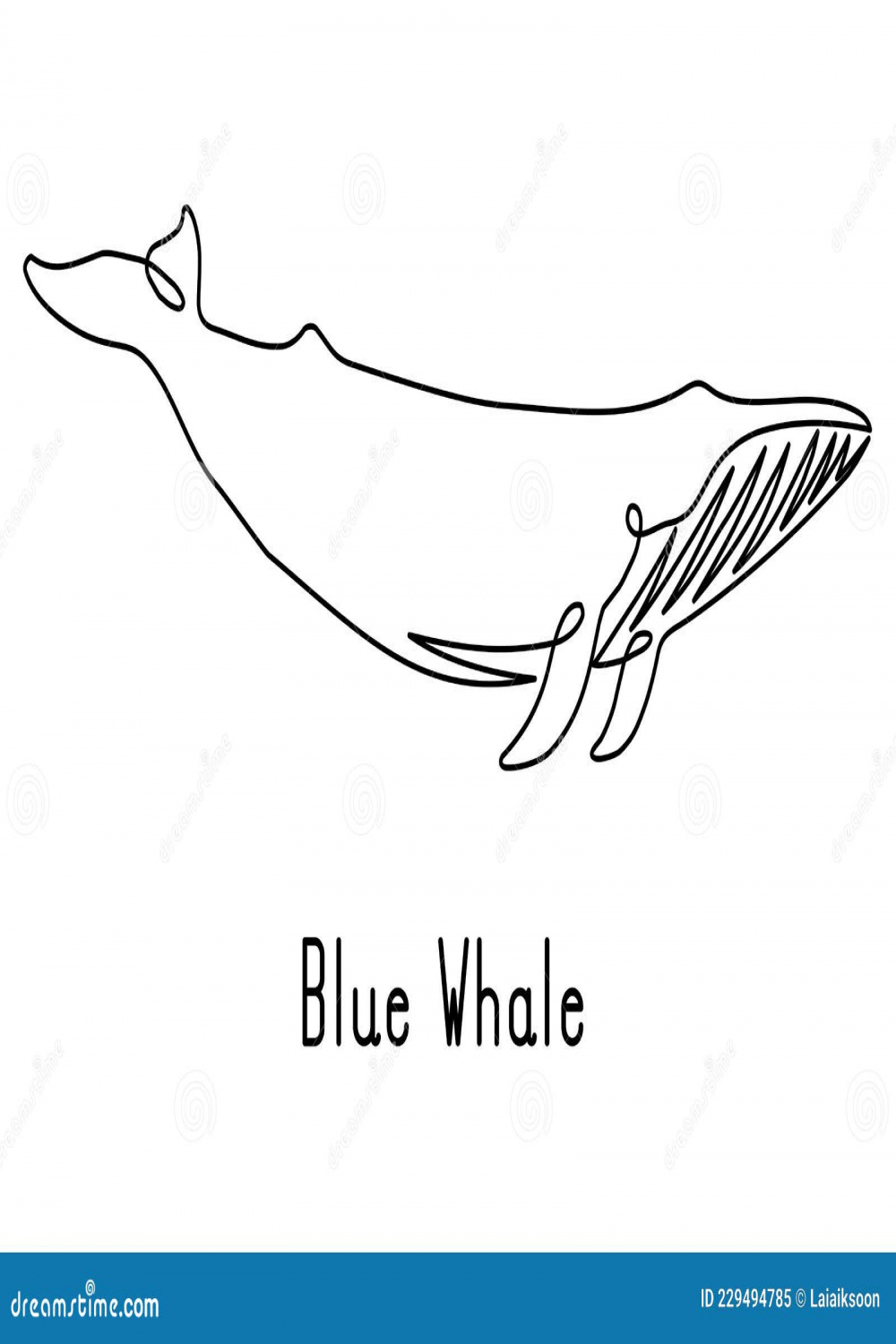 Single Continuous Line Drawing of Blue Whale for Marine Company