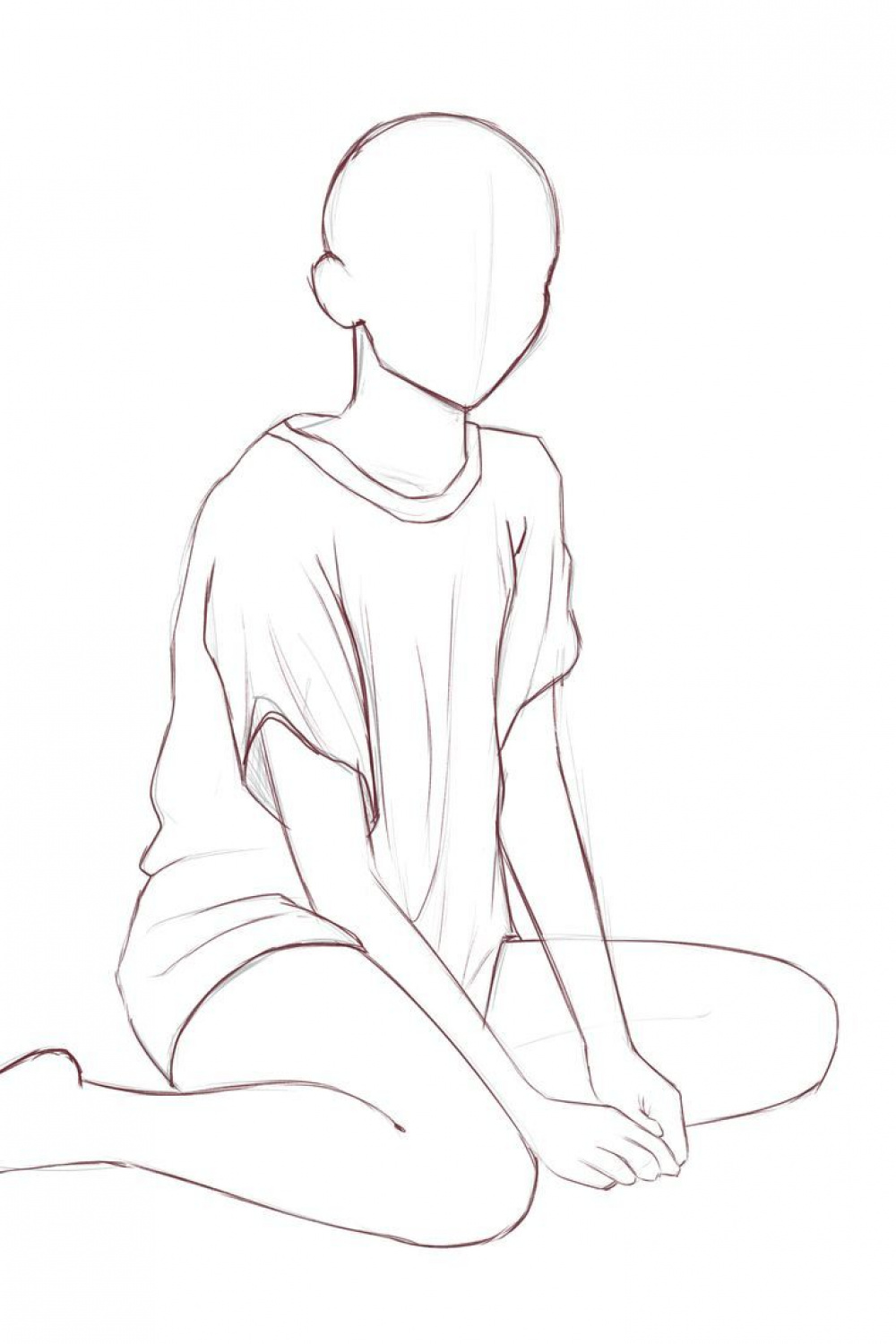 Sitting Pose Sketch Reference in   Drawing base, Anime poses