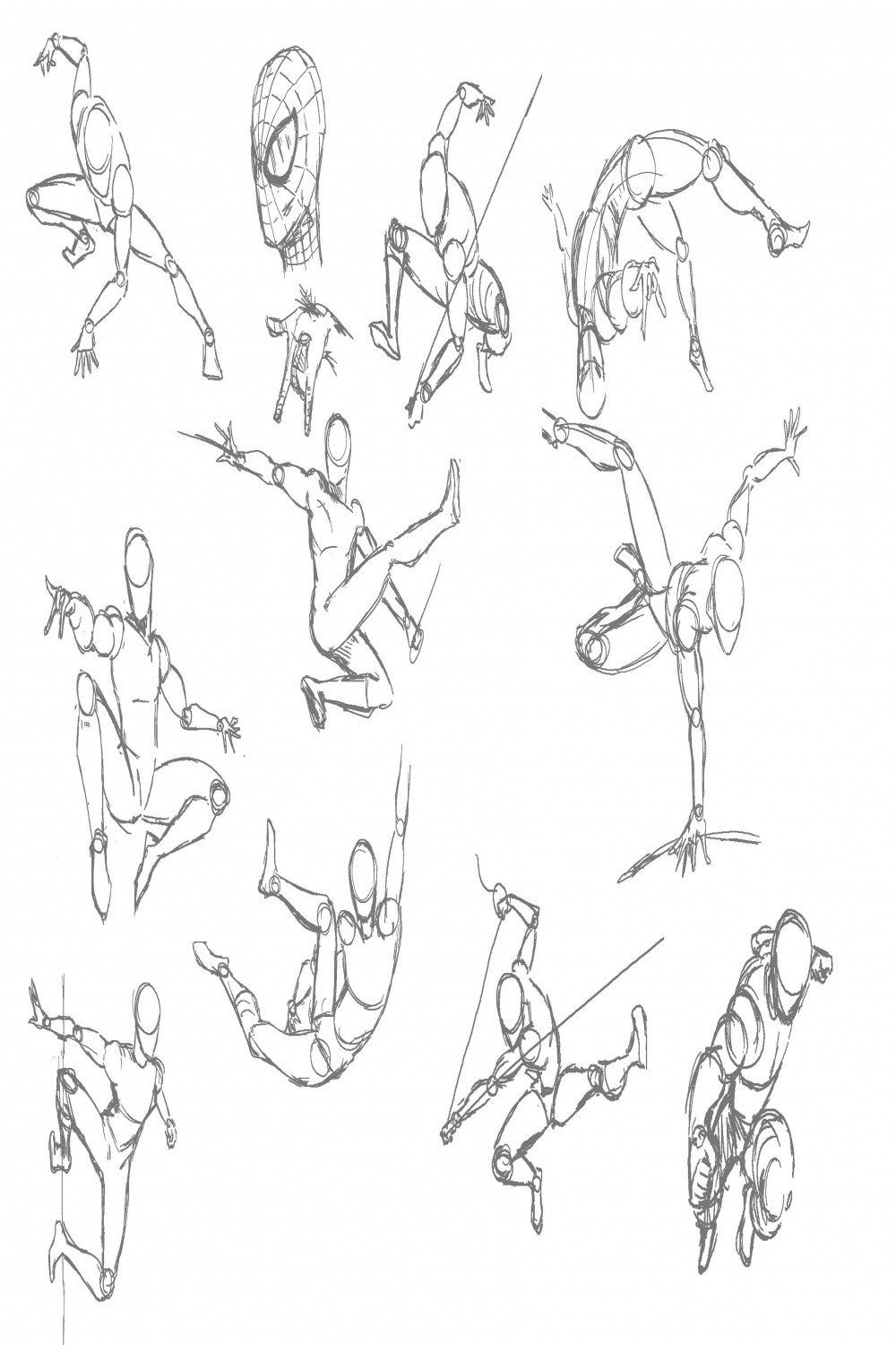 sketches and poses of spiderman in   Spiderman art sketch