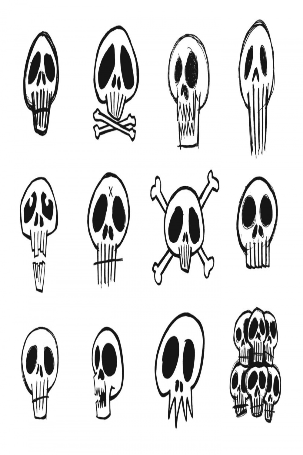 Sketchy Skull Vector Pack  Sketch book, Sketchbook art