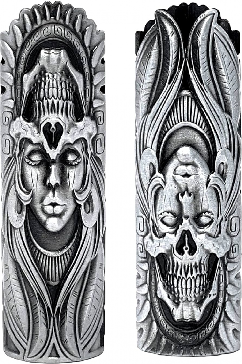 Skull Art Design Metal Lighter Holder Protective Case for BIC Standard  Lighter J