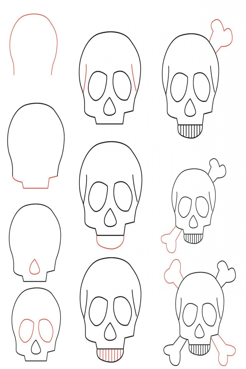 skull drawing steps  Skulls drawing, Cool skull drawings, Skull