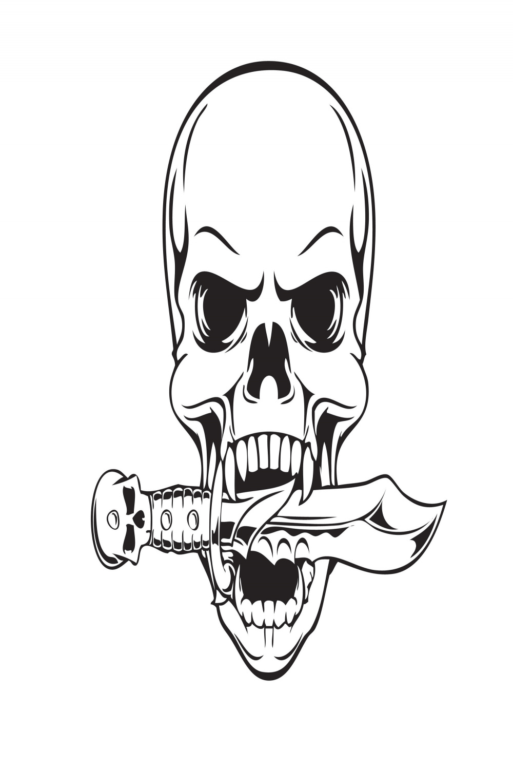 Skull Knife Dagger Pirate Tattoo Death Biker Skull Motorcycle Club Skeleton  Grim Reaper Logo. Svg