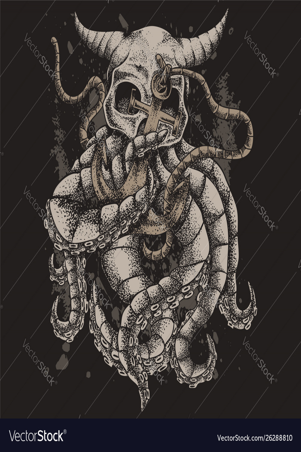 Skull kraken monster Royalty Free Vector Image