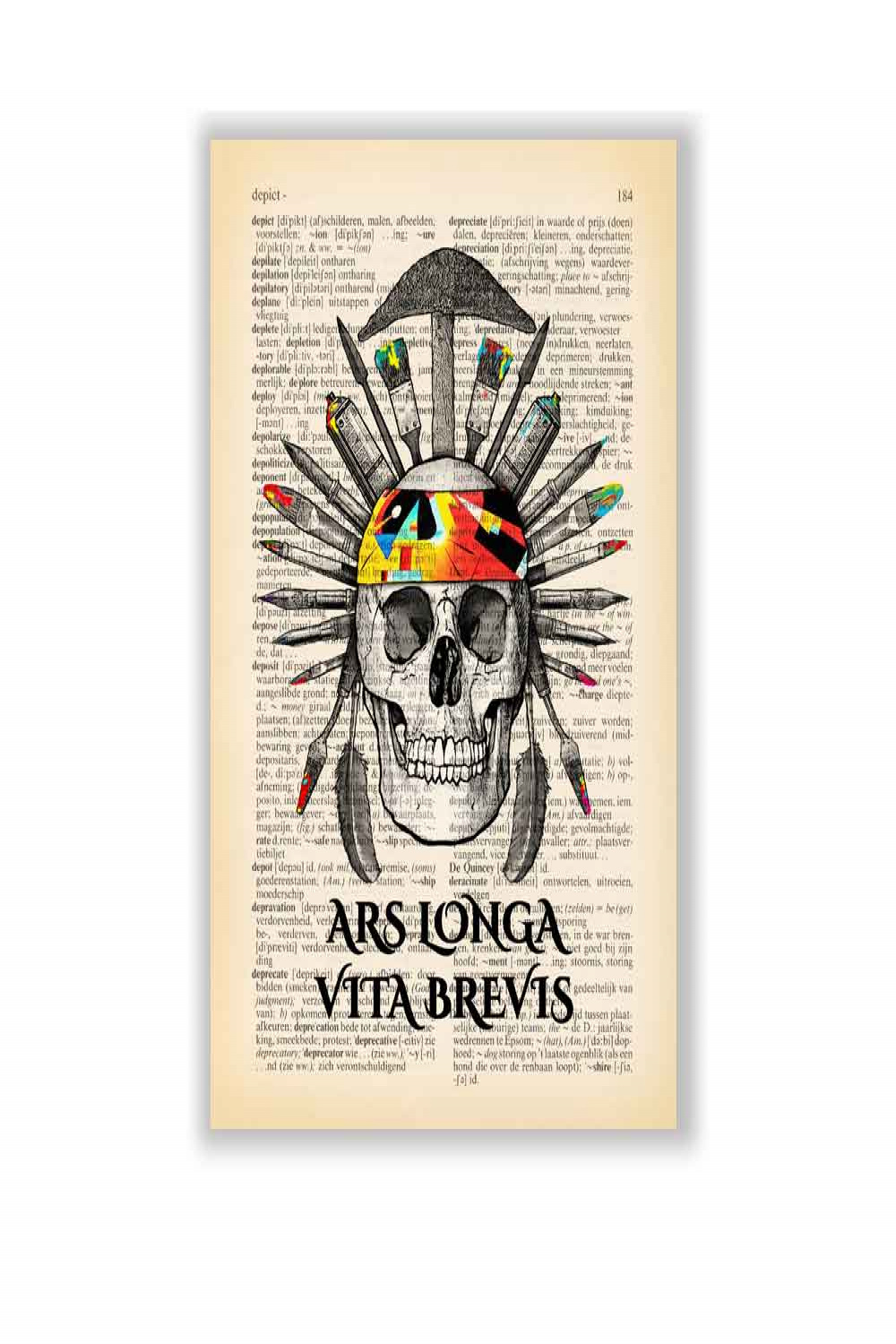 Skull with latin quote art print