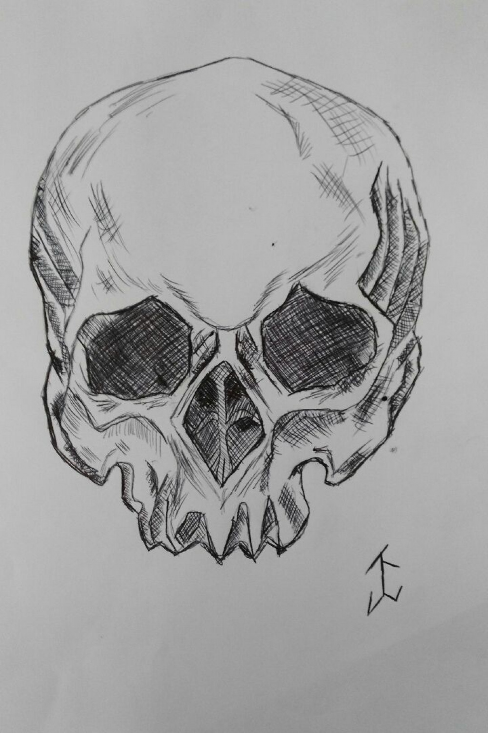 Skullone #skull #drawing #draw #pen #art #head #gothic  Skulls