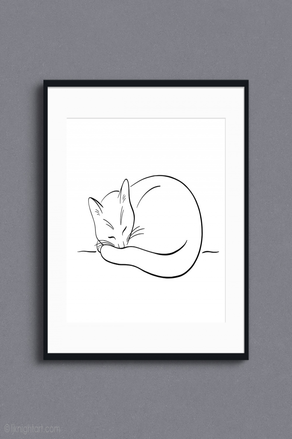 Sleeping Cat Line Art Drawing  L.J