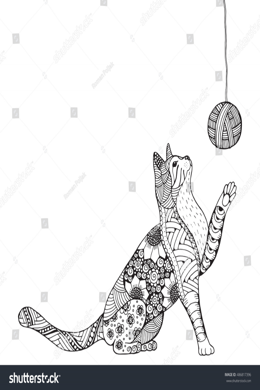 Small Kitten Clew Thread Cat Playing Stock Vector (Royalty Free