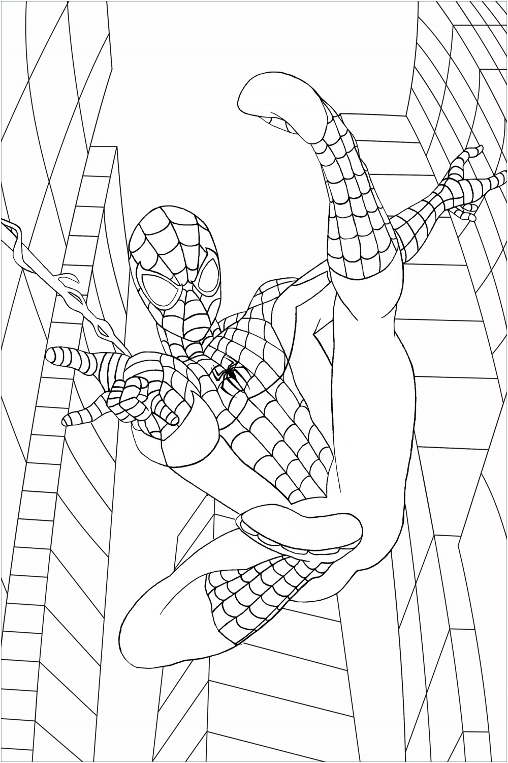 Spider-man en plein full - Spider-Man Kids Coloring Pages