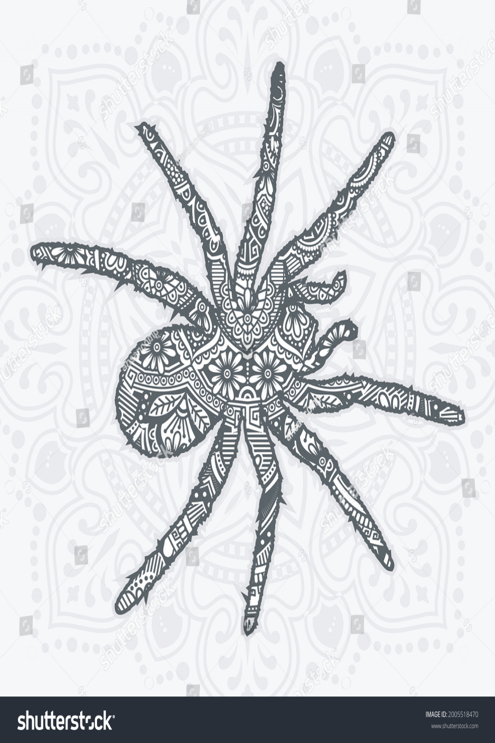 Spider Mandala Vector Vintage Decorative Elements Stock Vector