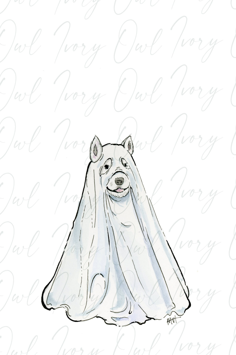 Spooky Ghost Dog Print - Etsy  Ghost dog, Ghost tattoo, Cat and