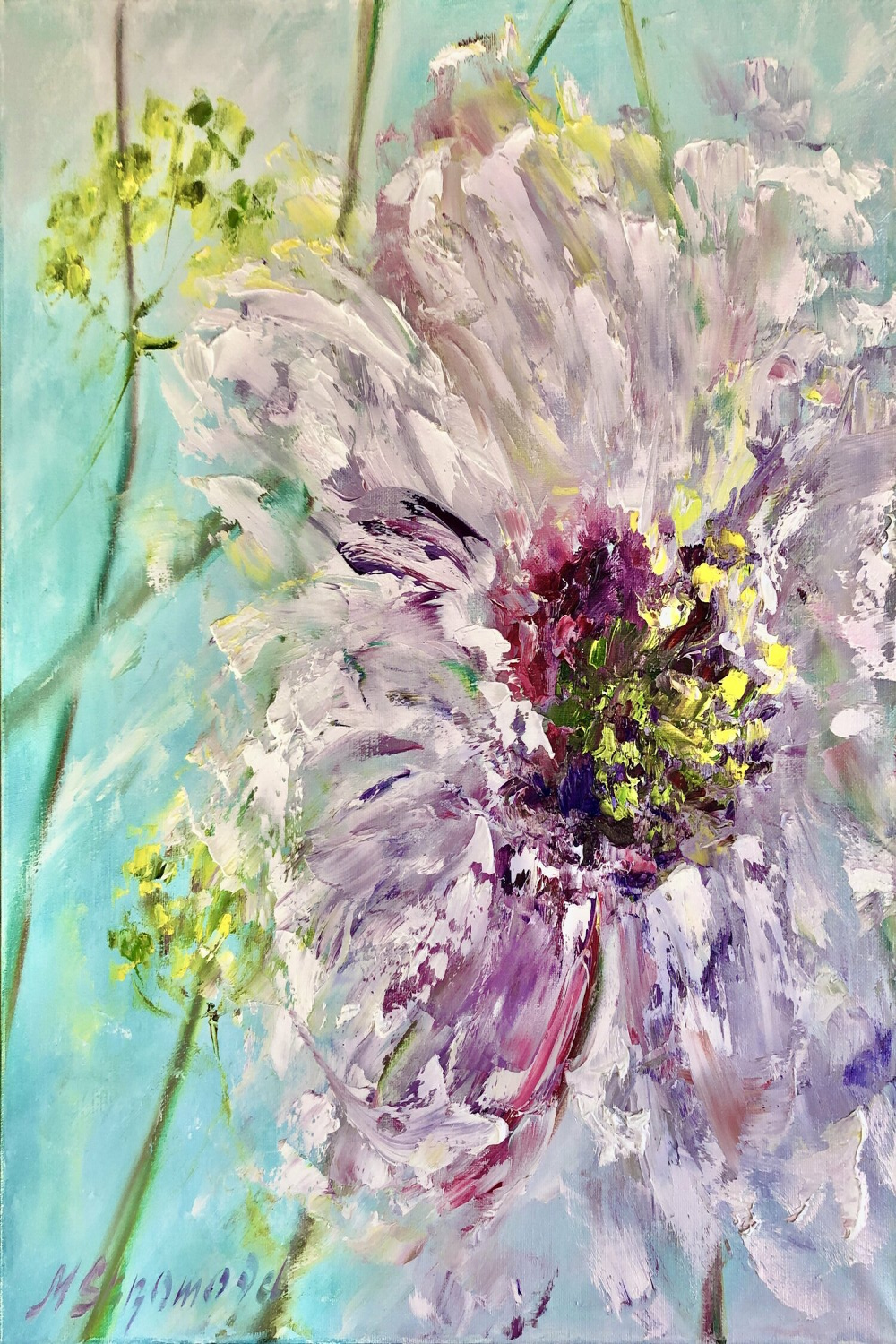 SUN - Floral Drawing, Daisy Painting, Gift, Contemporary Art, Chamomile,  Floral, Flowers, Still Life with Flowers, Botanical Art, Original Oil  Floral