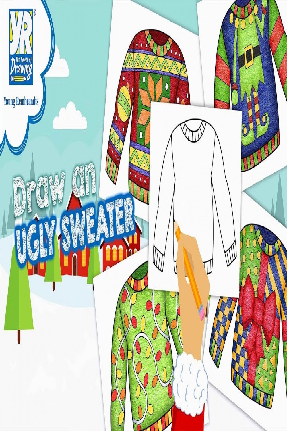 Teaching Kids How to Draw: How to Draw an Ugly Christmas Sweater