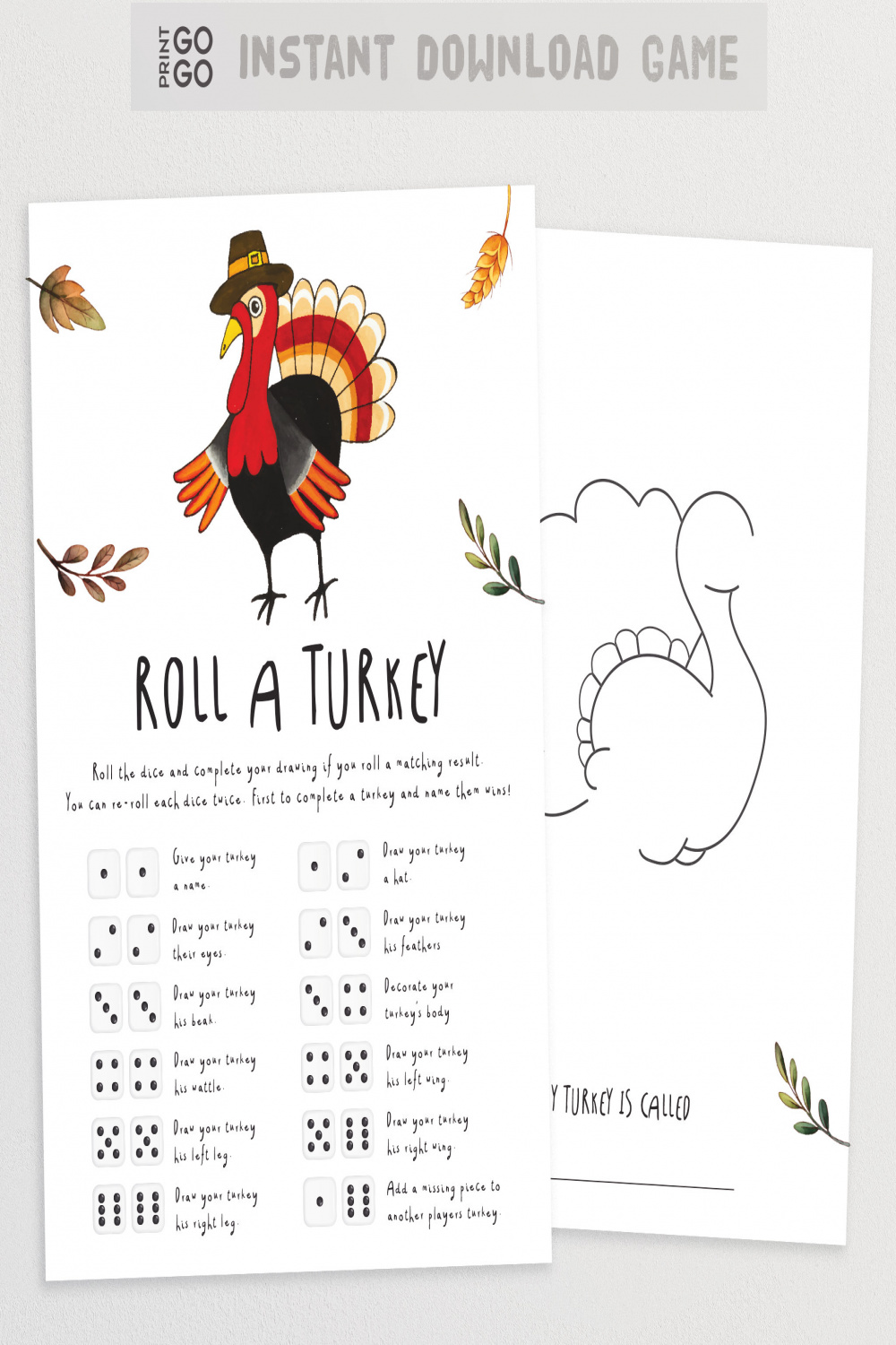 Thanksgiving Roll A Turkey Dice Game Thanksgiving Printable - Etsy